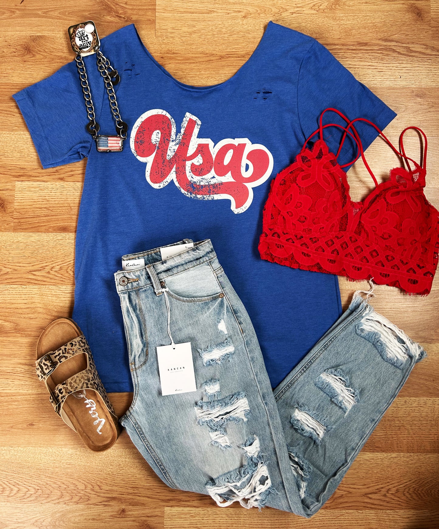 Distressed USA T-shirt
