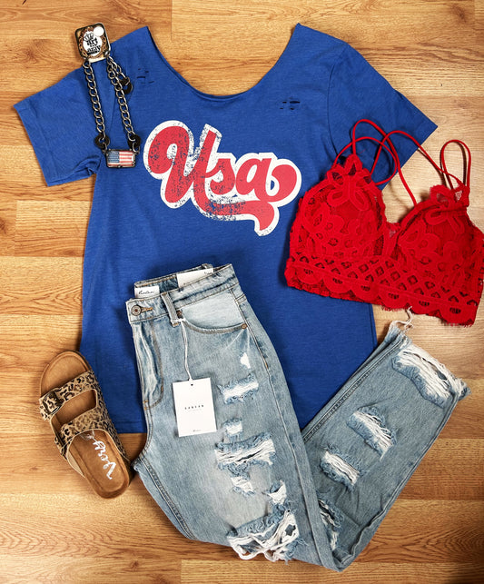 Distressed USA T-shirt