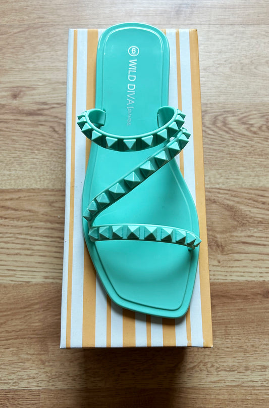 Mint studded sandals